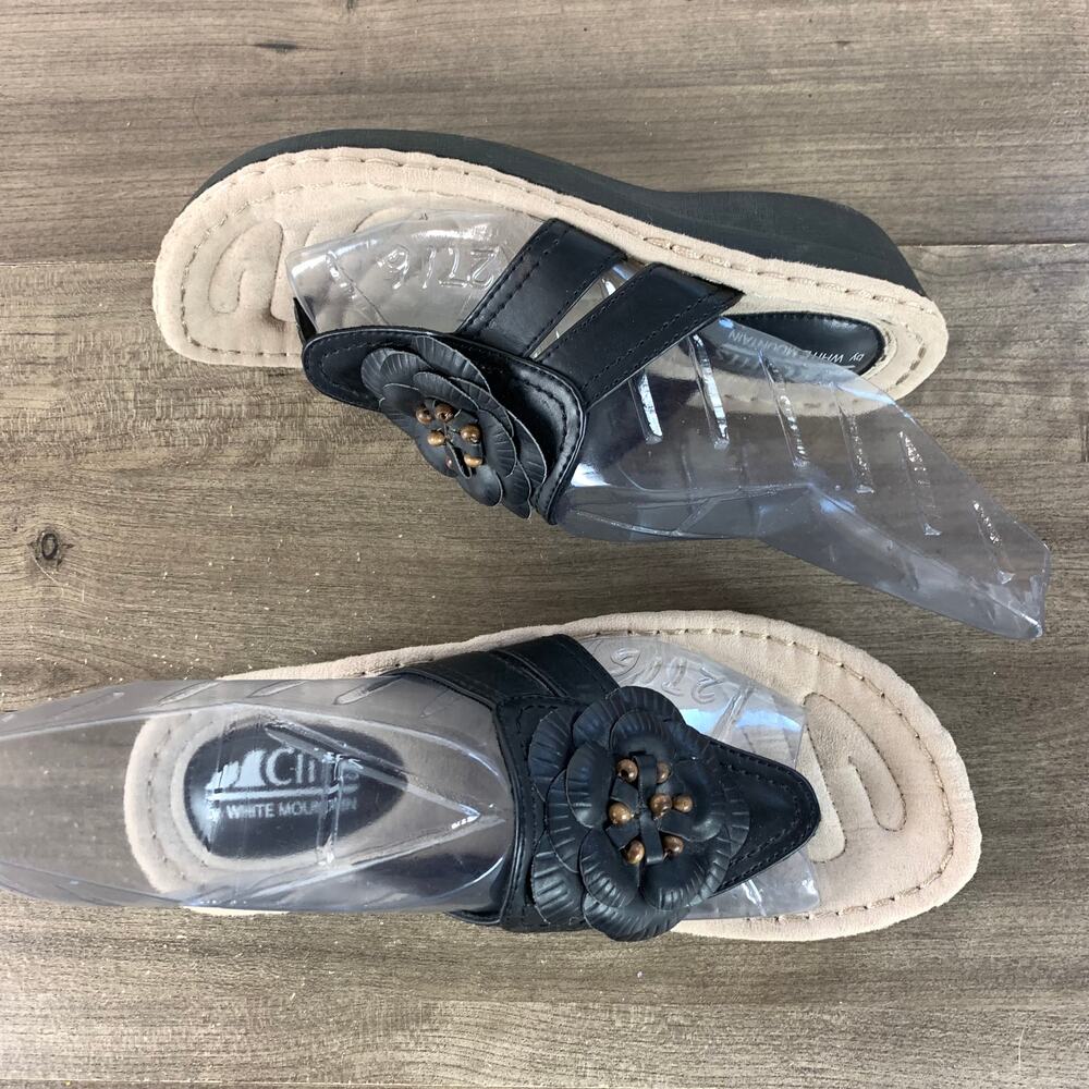 Cliffs White Mountain Sz 7.5 M Black Flip Flop Womens Sandals Crandall Low Heels